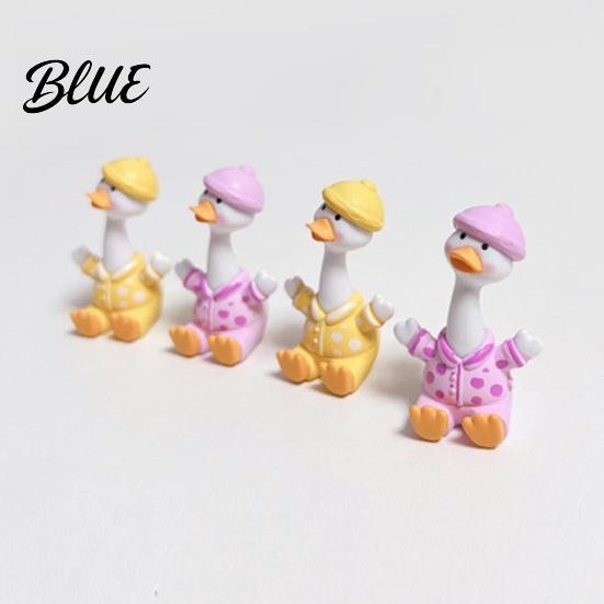 Desktop Decoration 4Pcs Mini Cartoon Duck Figurines, Cute Polka-dot Pajamas Statues, Multi-functional Car Accessory Macaron Animal Ornaments