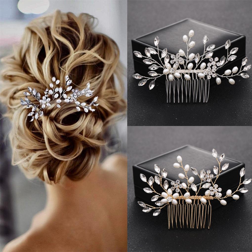 1pc Bridal Headdress Handmade Pearl Crystal Hair Comb Wedding Styling Accessories Fashion Insert Comb Hair Accessories