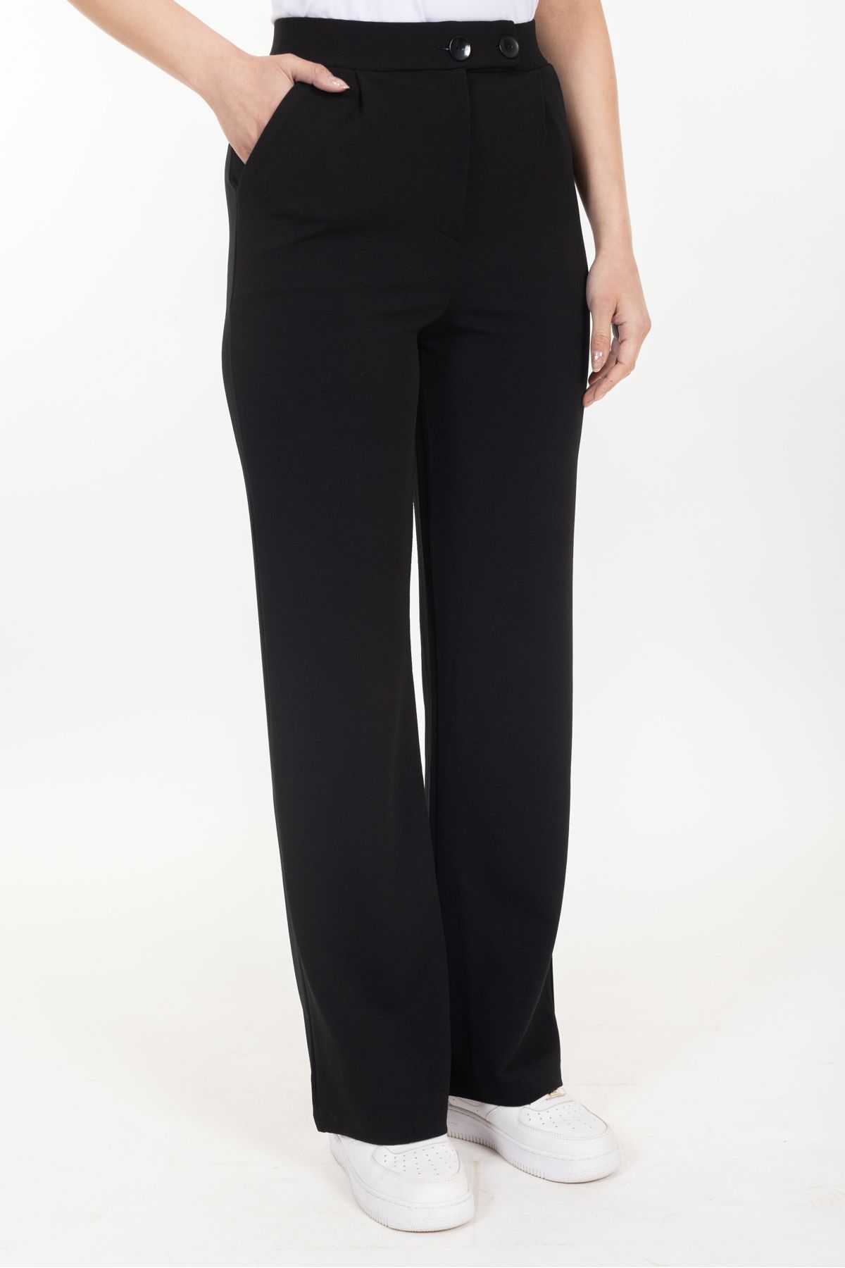 

Women s Fashion Big Size Trousers New Season Double Button Wide Leg Pocket Trousers S