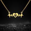 Love EKG Necklace Paw Print Clavicle Pendant Heartbeat Choker Stainless Steel Jewelry for Women Pet Lover Trend Gifts Wholesale