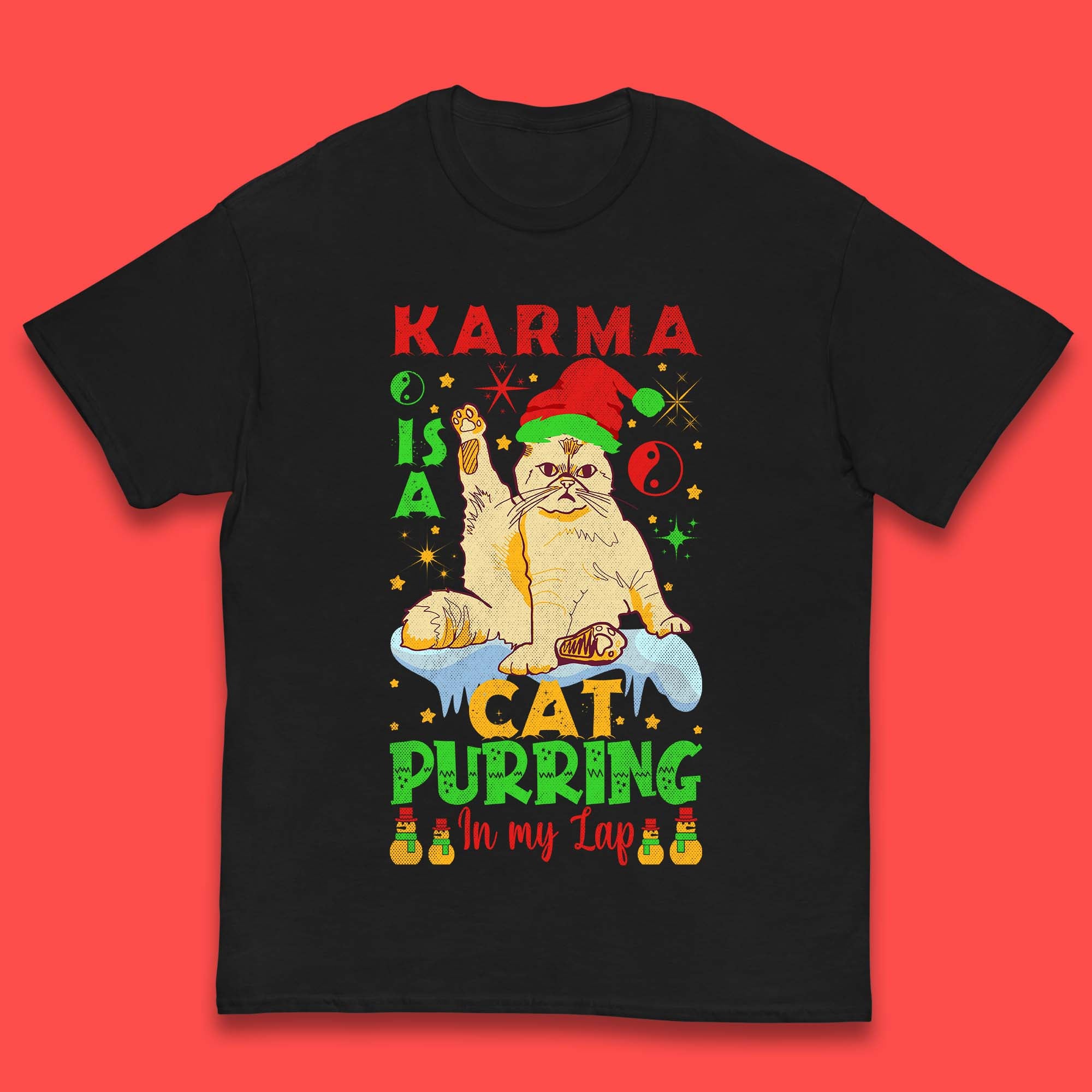 Christmas Karma Is A Cat Kids T-Shirt 160