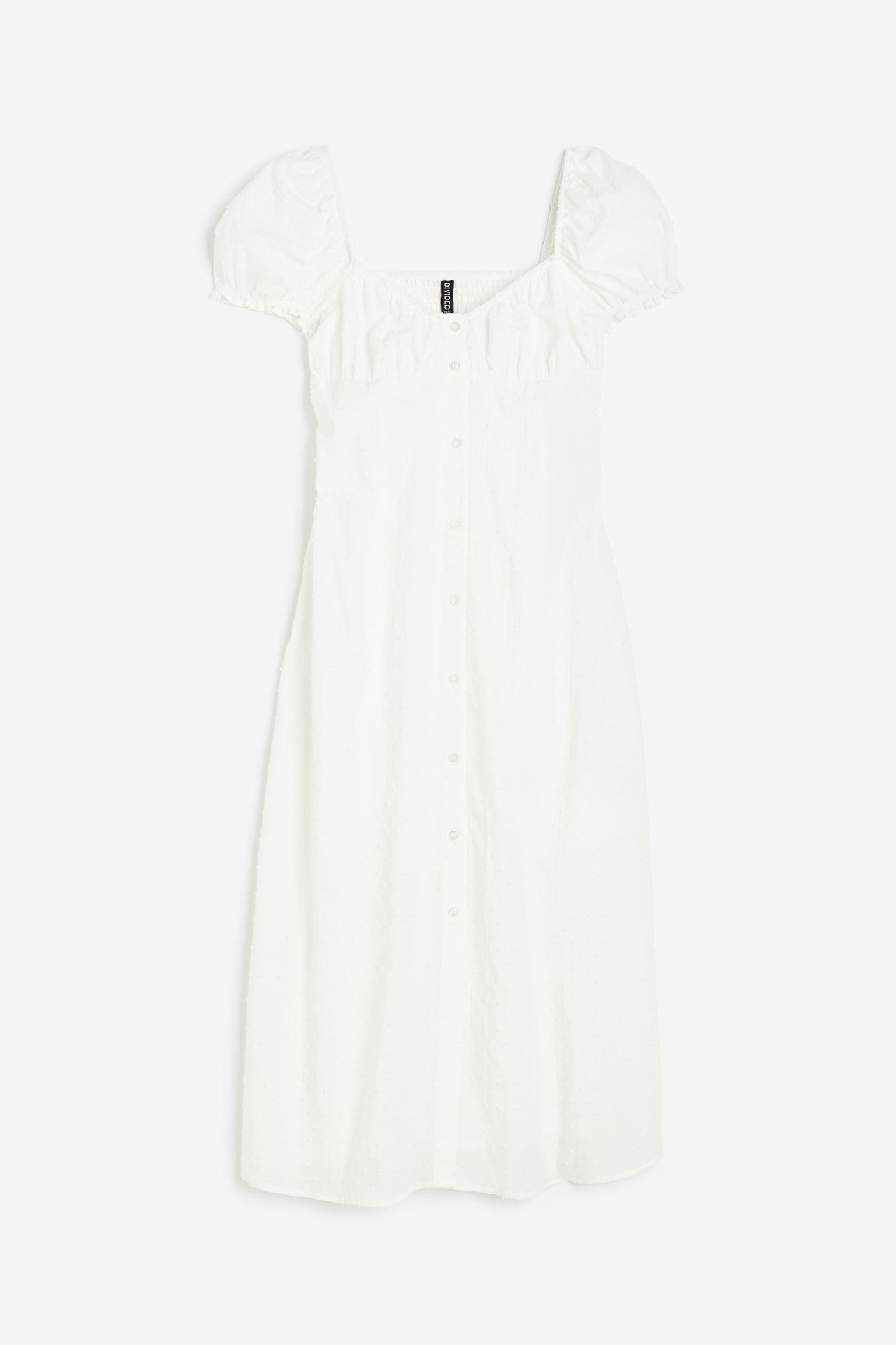 

Textured-weave puff-sleeved dress