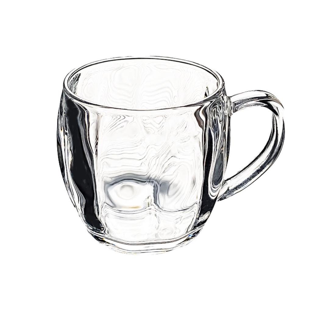 European Crystal Glass Large Beer Mug with Handle - Heat Resistant, Thickened, High Footed Cup for Beer, Tea, or Water.