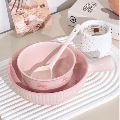 Ensemble de 3 bols en céramique Rose avec nœud