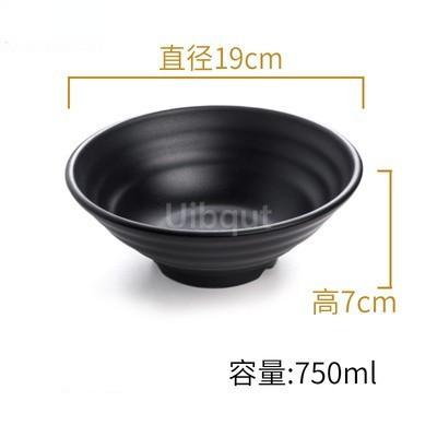 Black Melamine Tableware Black Matte Stripe Ramen Bowl Plastic Household Rice Noodle Salad Bowl Kitchen Dumpling Ramen Bowl Set