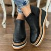 Large Size Wedge-heeled Short Boots Women's Autumn and Winter Flat-bottomed Side Zipper Shallow Mouth Nude Boots Women