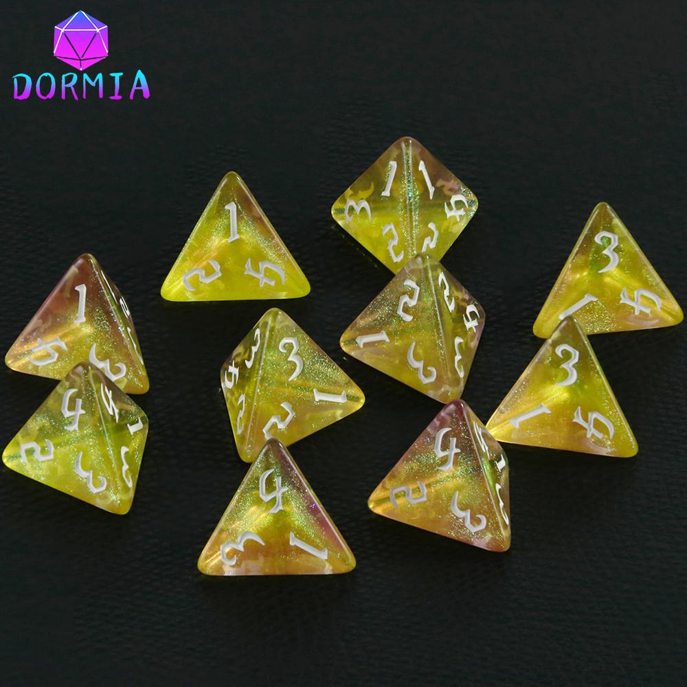 D4 Gemischte Farben Polyedrische Würfel Hohe Qualität 4-seitige Bunte Glitzerwürfel für Mathematikunterricht Spielen von Tischspielen