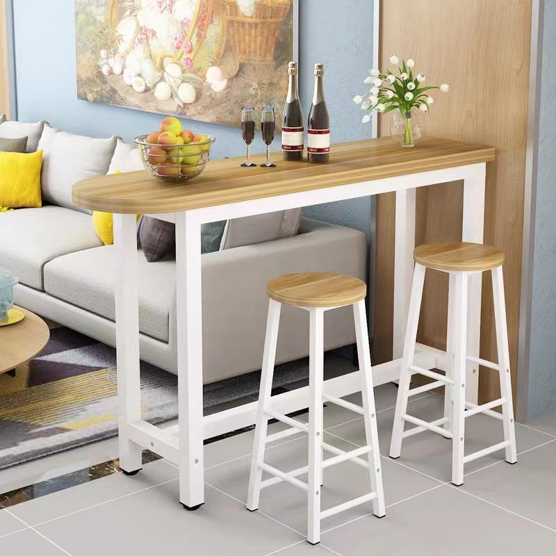 9C Modern High-Leg Bar Table – Multifunctional Steel & Wood Design for Home, Restaurant, Hotel, or Kitchen