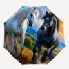 Horses, Landscape Automatic Folding umbrella Compact 8 rib Design, Unique Style, Suitable for Everyday Outdoor Use, Perfect Gift for Friends