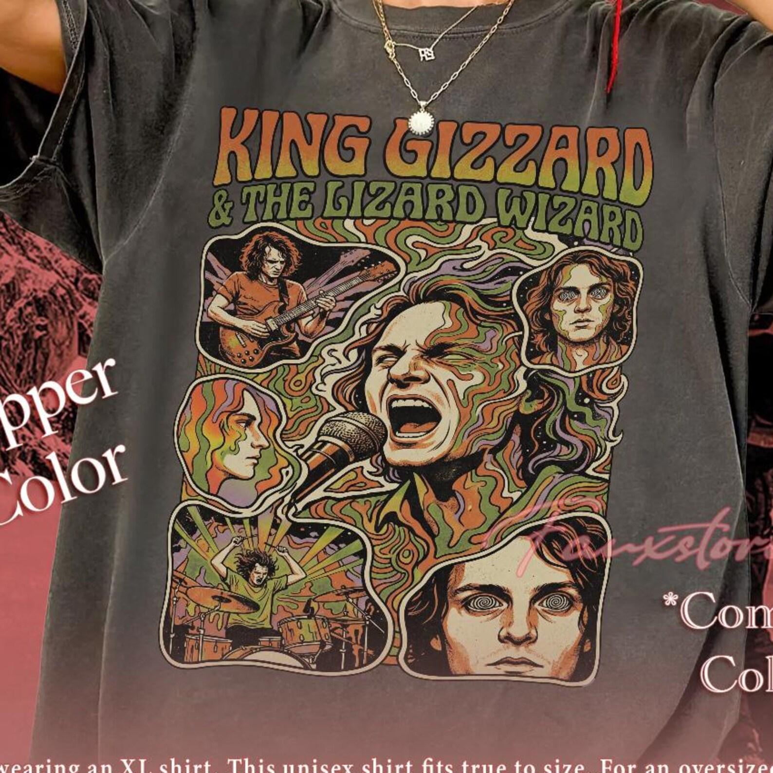 King Gizzard & The Lizard Wizard Psychedelic Band T-Shirt – 100% Cotton Comfort Colors S