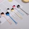 Heart Shaped Love Couple Spoon Creative Stainless Steel Coffee Tea Dessert Stiring Spoon Rainbow Gradient Spoon for Wedding Gift