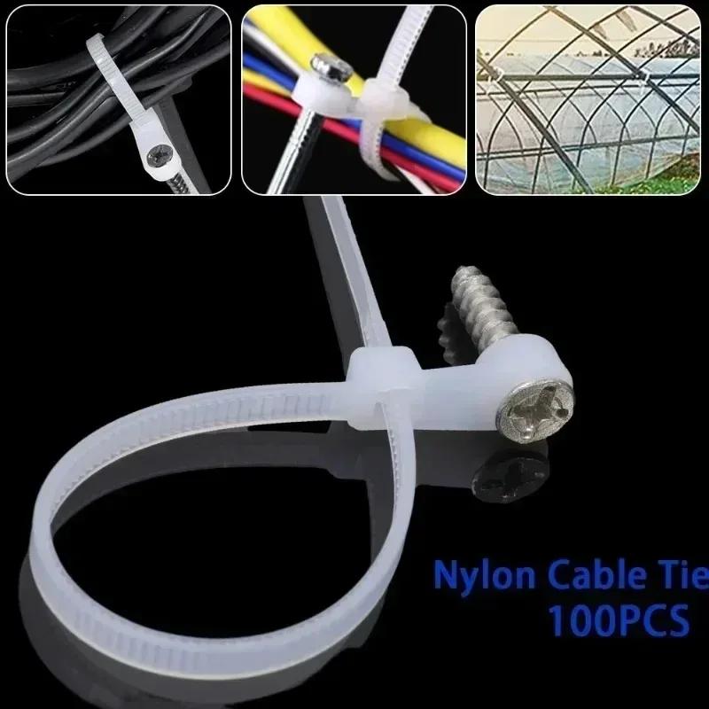 Screw Hole Cable Ties Reusable Fixed Nylon Cable Ties Self-locking Cord Ties Straps Fastening Loop Office Organizer