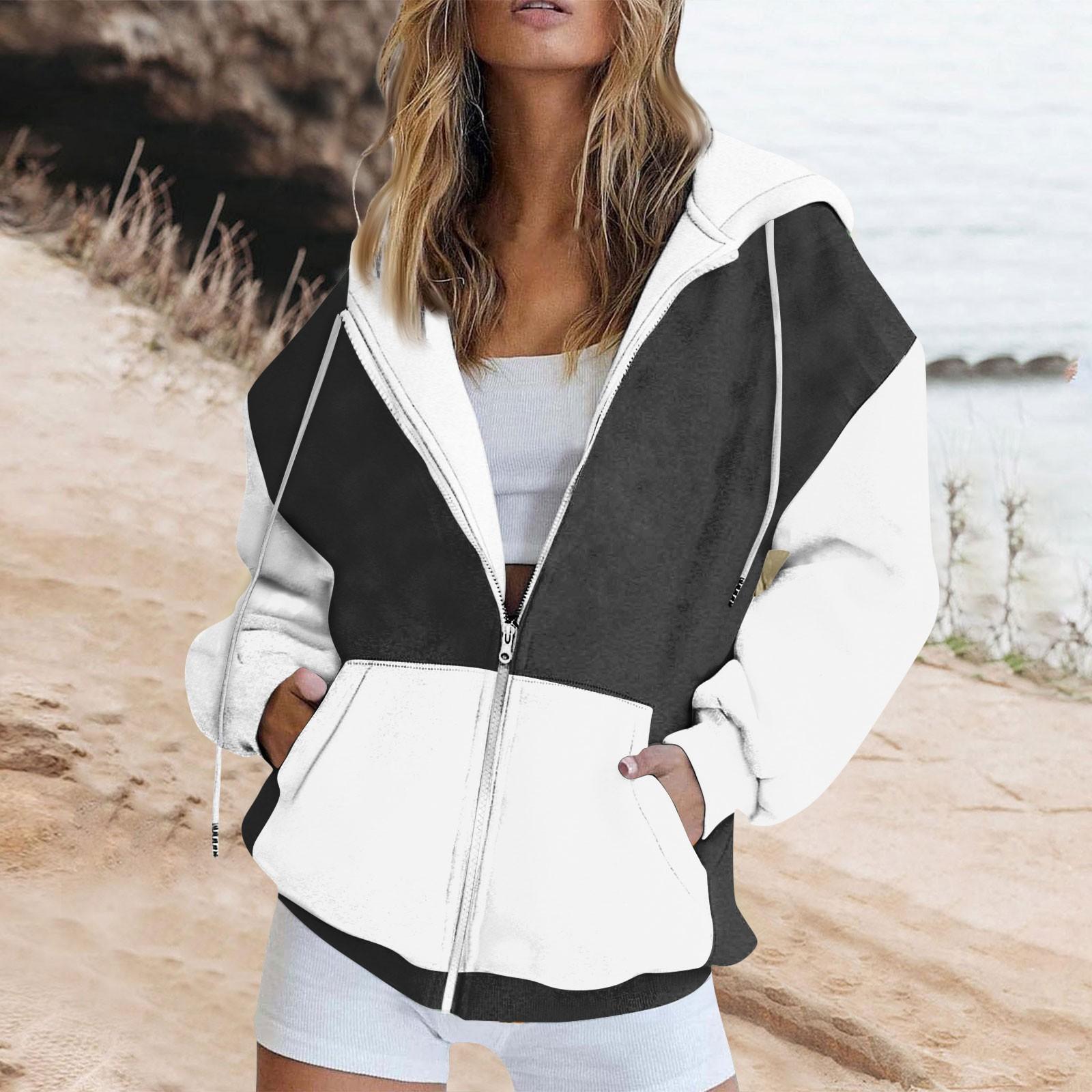 

Женская толстовка с длинным рукавом, однотонная, с принтом в стиле пэчворк, с карманом, на молнии, с капюшоном XXL