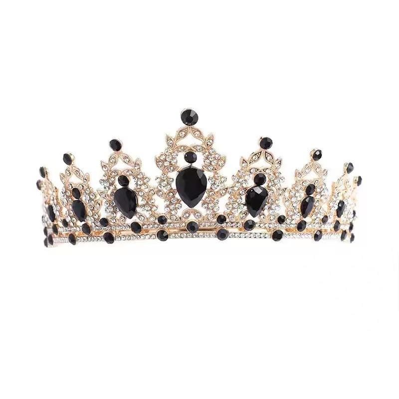 European and American Bride Headwear Large Crown Fashionable Crystal Crown  Birthday Party Headband  Retro Queen Headband
