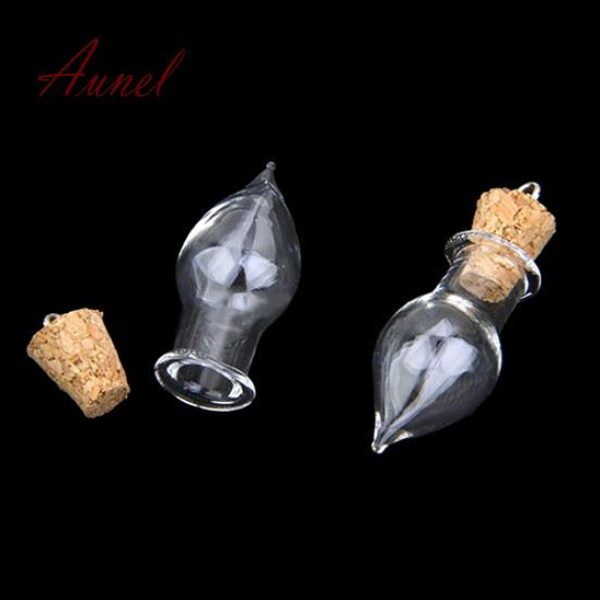DIY Tear Drop Glass Bottles with Cork Top Pendants Wishing Bottles Jars 10 Pcs