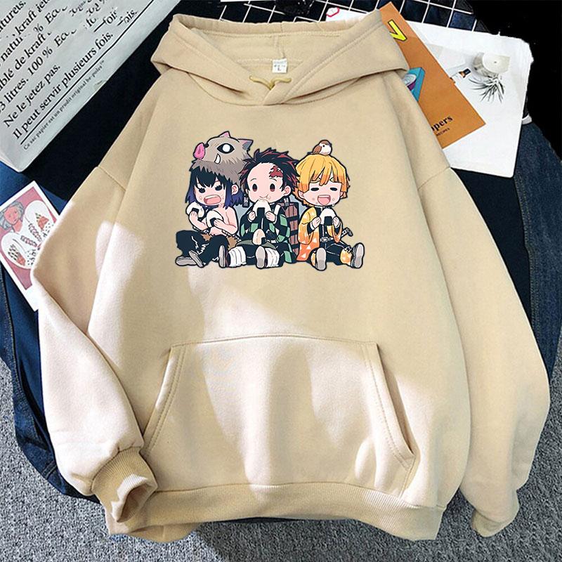 New Anime Hashibira Inosuke Kamado Tanjirou Agatsuma Zenitsu Cartoon Print Hoodie Fashion Women Casual Tops Pullover Hoodies