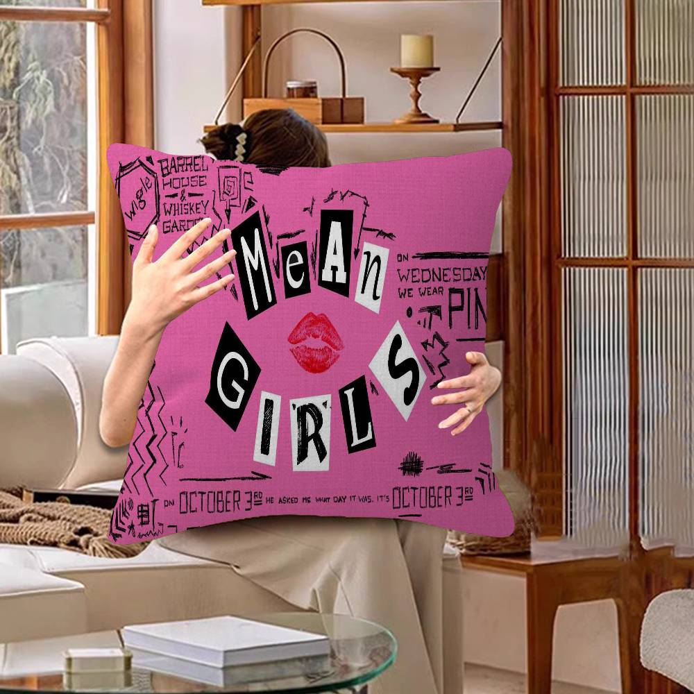 M-mean Girls Movie Office Cushion Pillowcase Car Cushion Cover45X45CM Lumbar Pillowcase Sofa Pillowcover