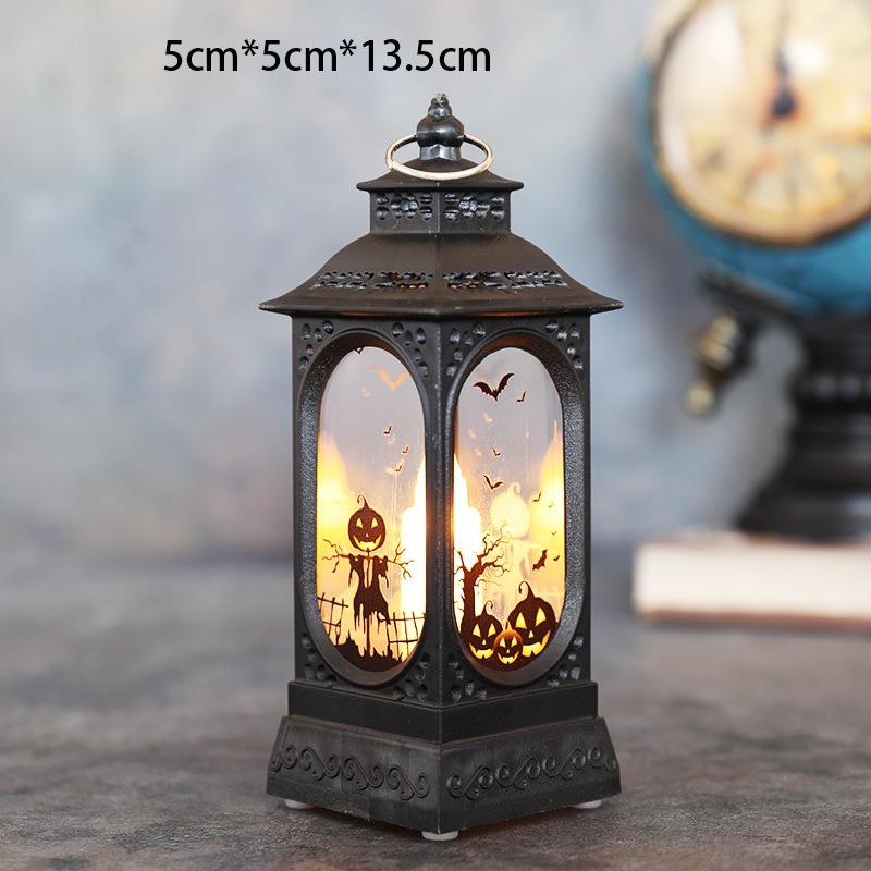 Halloween LED Flame Flickering Oil Lamp Battery Operated Spooky Decor Haunted House Prop Tabletop Centerpiece for Bar Party