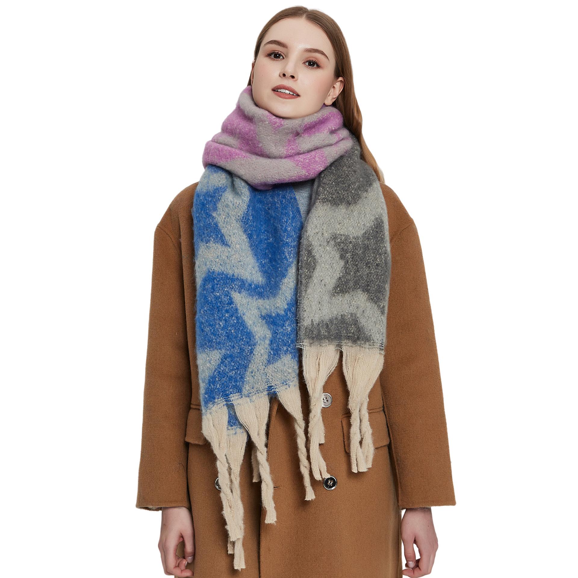 

Новый женский осенне-зимний толстый шарф, винтажный жаккардовый дизайн с грубой кисточкой, модный элегантный теплый мягкий шарф