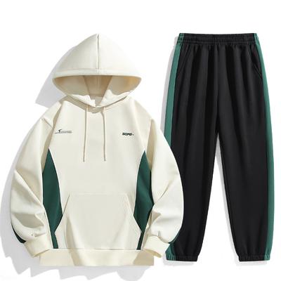 Leisure Sports Suit Men's Autumn Loose and Versatile Hooded Sweatshirt Set, Two-piece Set