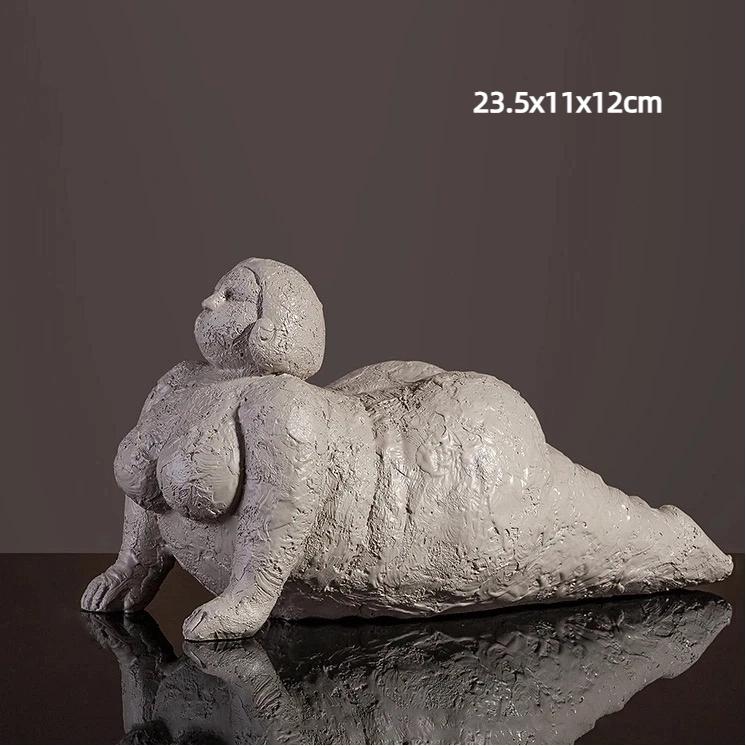 Handmade Sandstone Yoga Chubby Woman Statue Home Decor