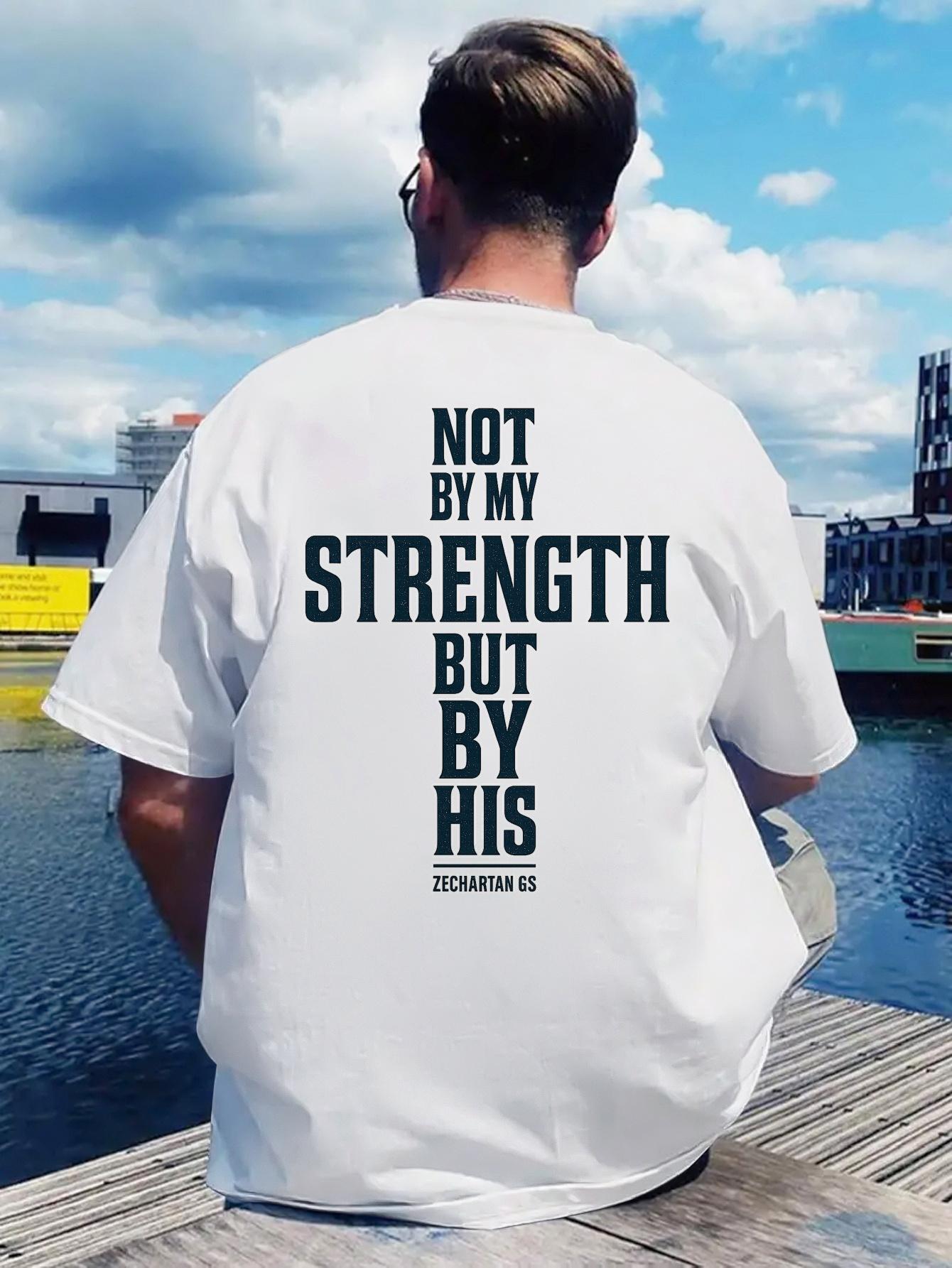 Retro Rock Band Graphic T-shirt -  Not by My Strength But by His  Inspirational Quote XXL