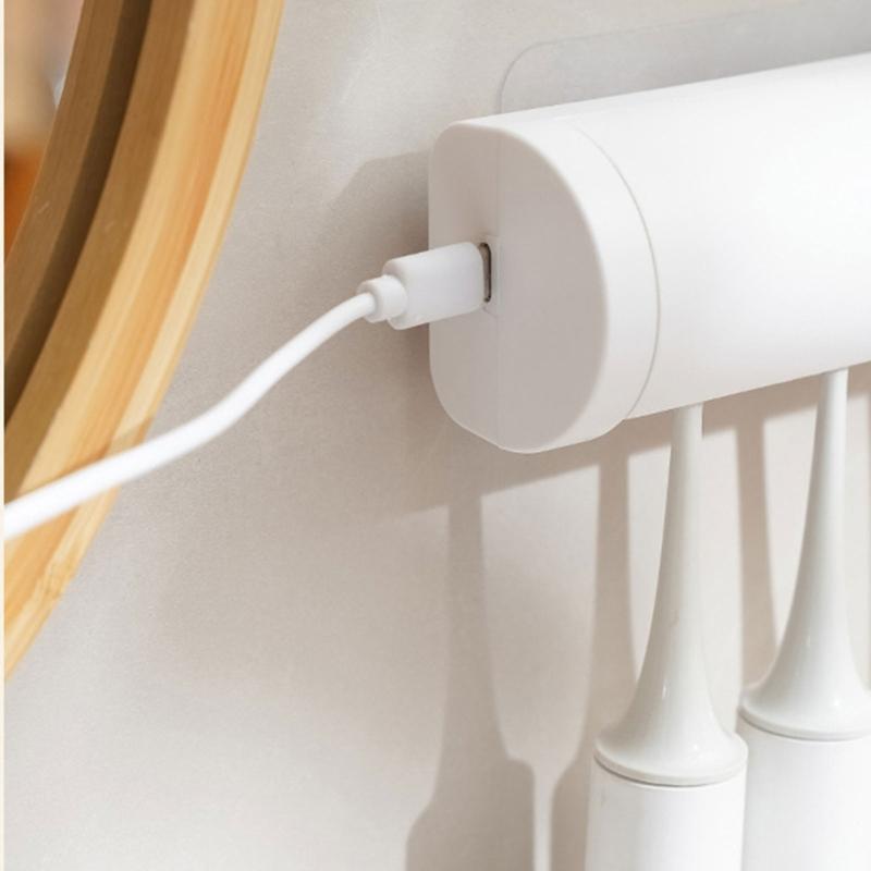 Rechargeable Toothbrush Holder with UVC Disinfectant Dryer Design Space Saving Wall Mounted Bathroom Toothbrush Organizer