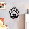 Large Brown Bear Wall Sculpture Metal Hollow Out Art Rustic Forest Landscape Hanging with Paw Nature Inspired Home Ornament Prints Iron Sign