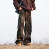 Men's 2024 Autumn Wide-Leg Leopard Print Jeans - American High Street Vibe Casual Pants