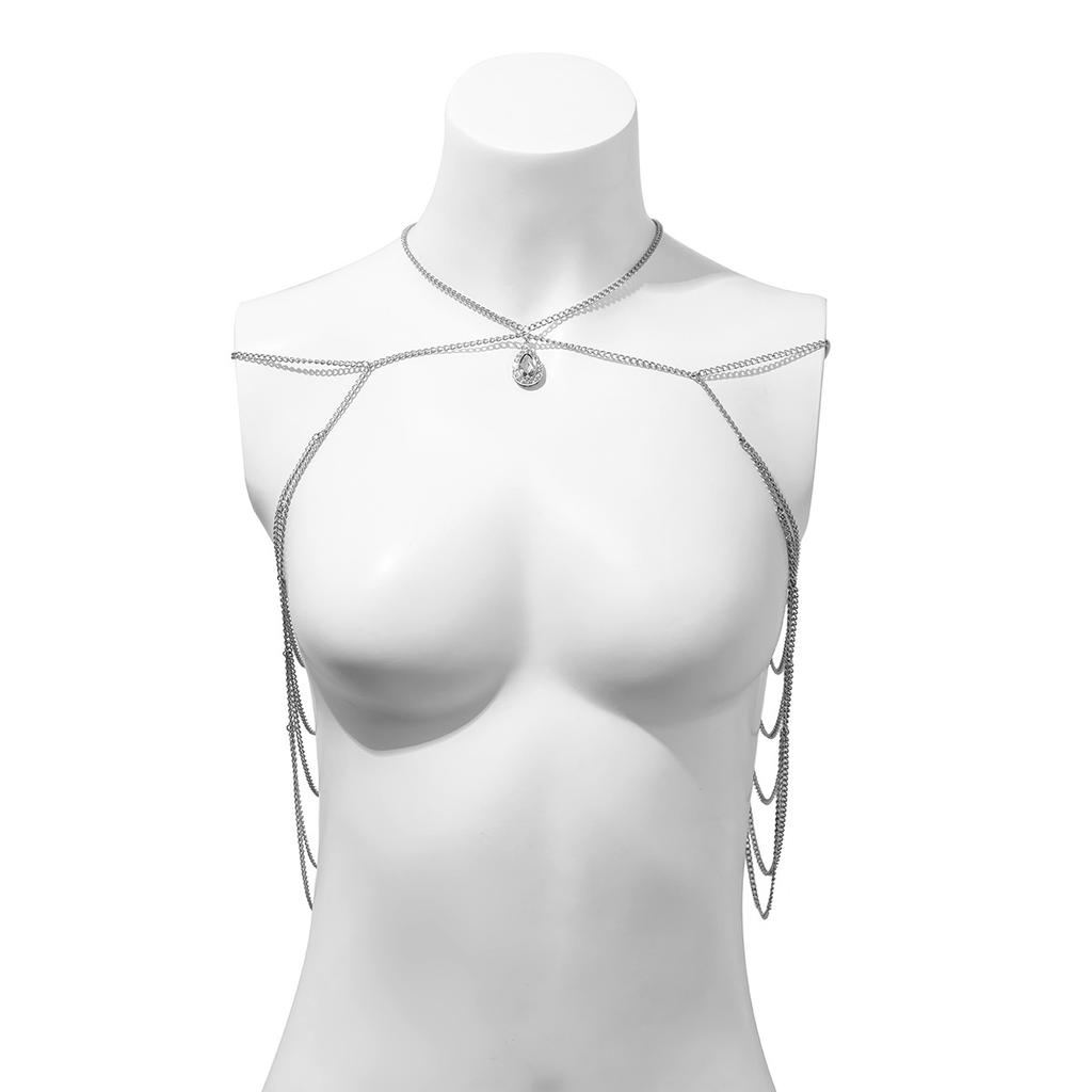 Ethnic Style Rhinestone Multi-layer Tassel Shoulder Chain Fashionable Halter Neck Clavicle Chain Bridal Shawl