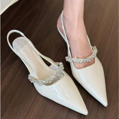 New Style Luxury Women's Water Diamond Slim Heeled Pointed High-heeled Shoes with A Headband and Sandals for Women Zapatos Mujer