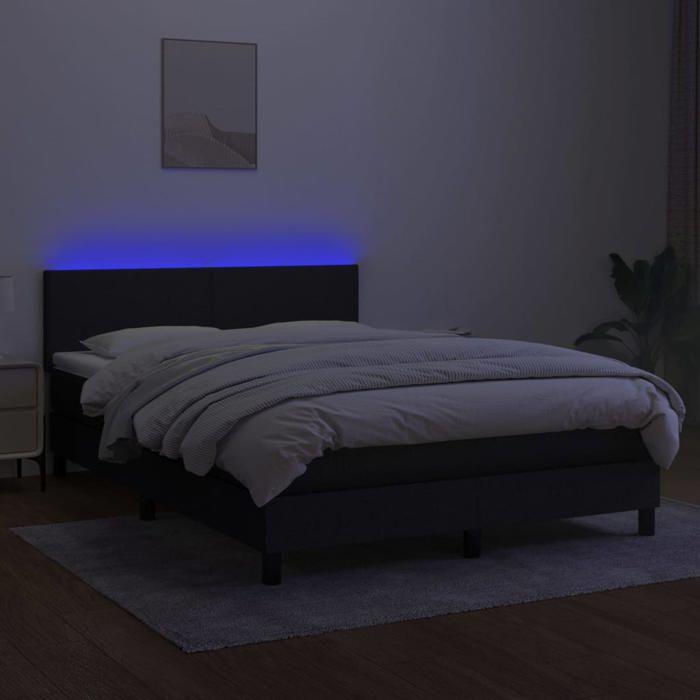 Maison Exclusive - Sommier à lattes de lit avec matelas LED Noir 140x190 cm Tissu