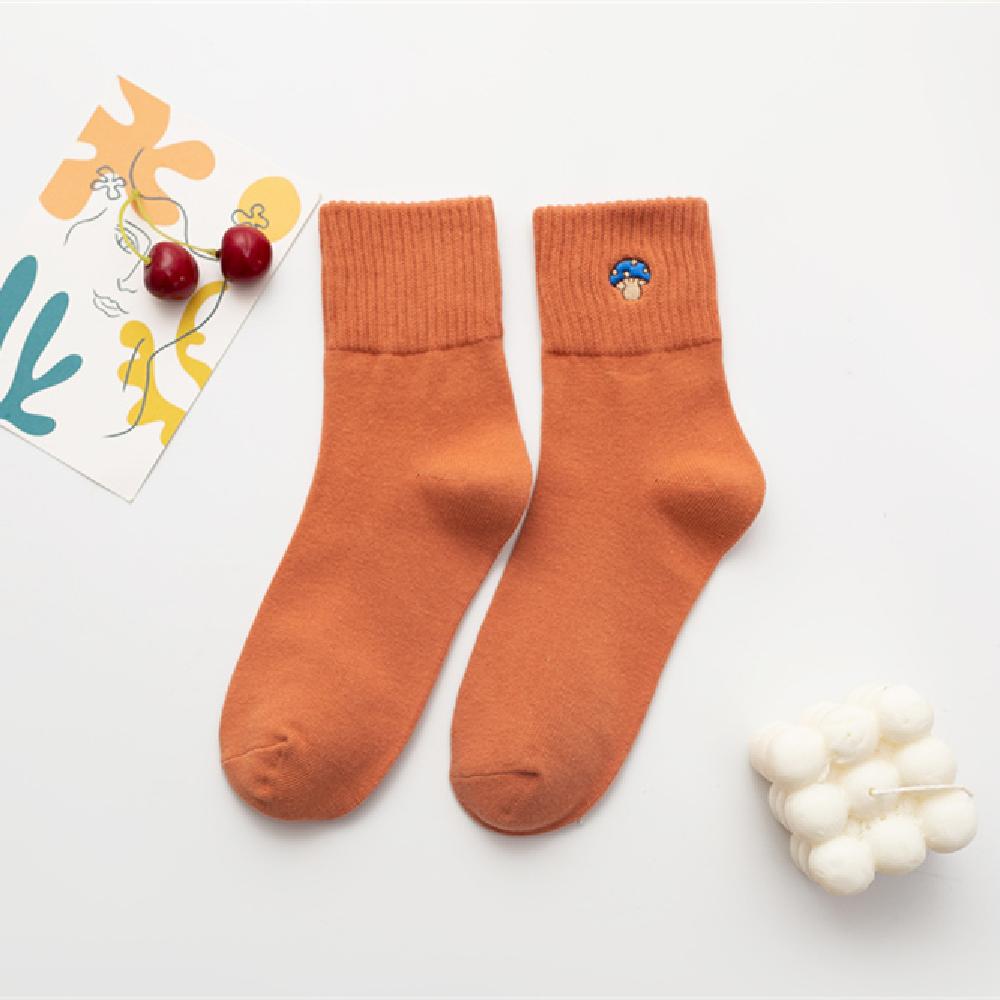 New Fashion Embroidery Cute Cartoon Mushroom Patterned Socks Casual Hipster Unisex Funny Gift Christmas Sokken Dropship