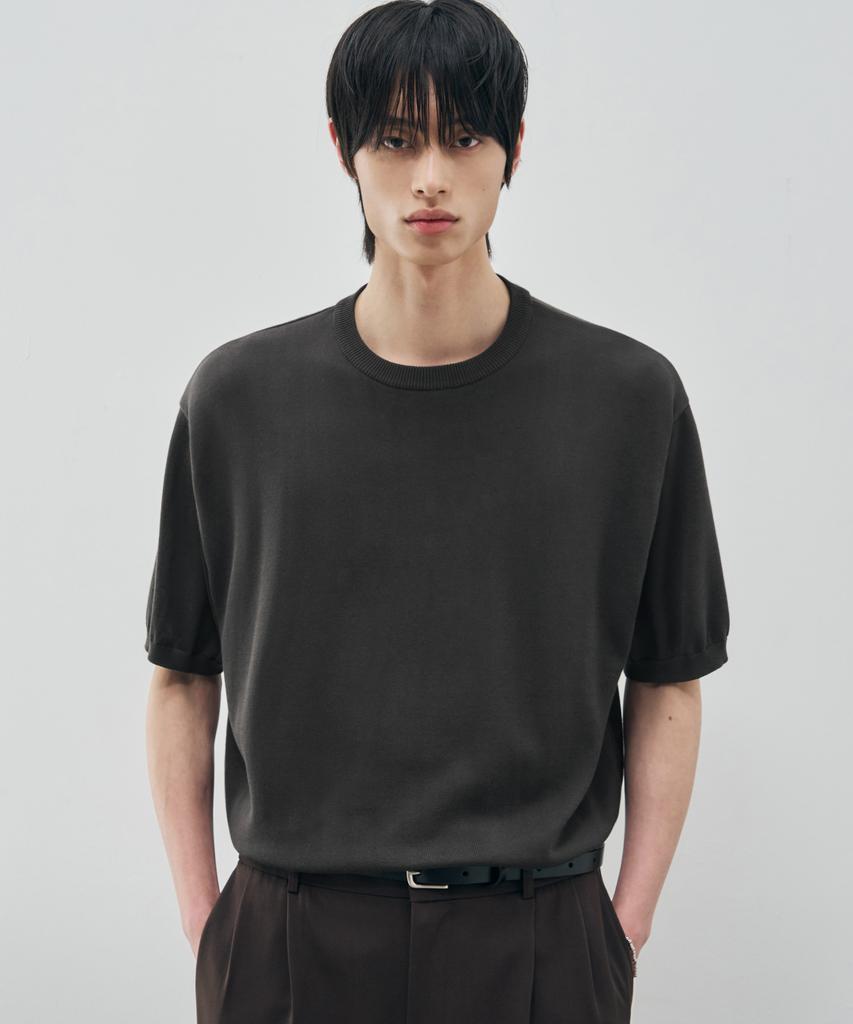 DRAW FIT Cooling Modal Half Round Knit [Charcoal]