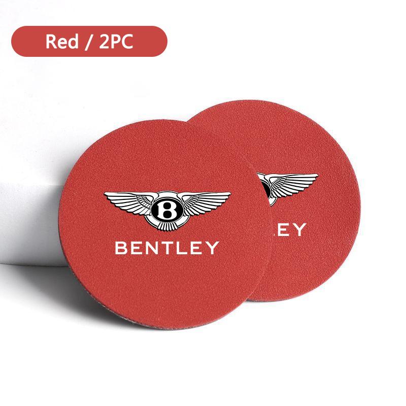 

2Pcs Suede Leather Car Water Cup Mat Coaster Pad For New Bentley Flying Spur Continental GT Bentayga Mulsanne Interior Accessory