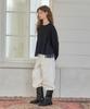 Ronron Ribbon Pattern Wide Denim Pants White