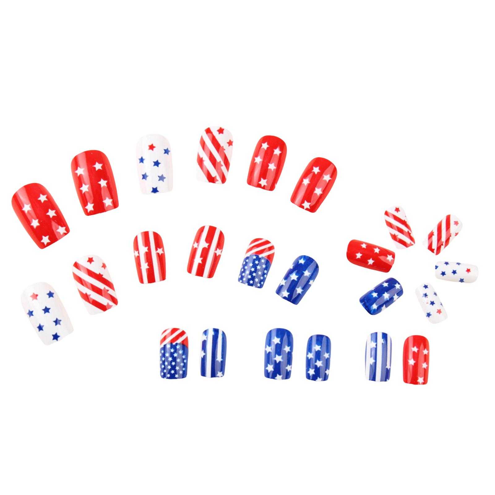 24 Piece Retro And Gorgeous Independence Day Nail Set