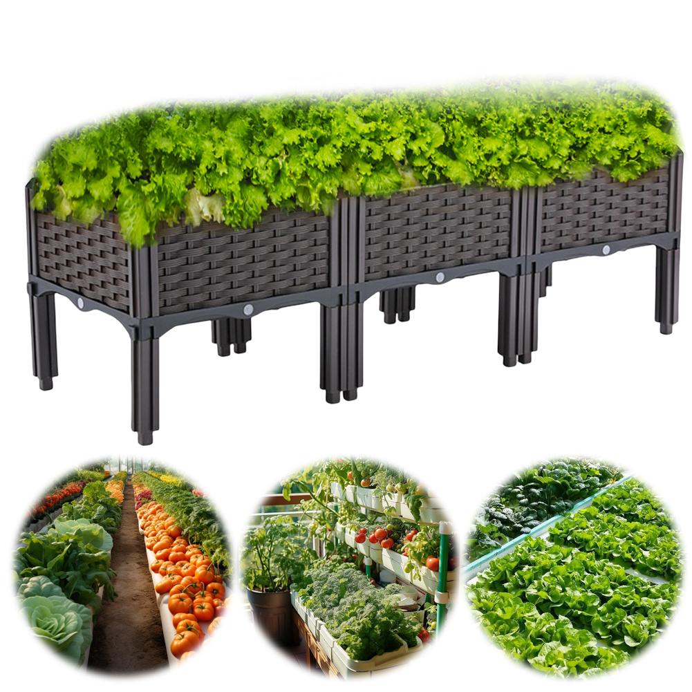 Plastic Raised Garden Bed with Legs Raised Planter Box with Drainage Holes Raised Bed Propagation Box for Indoor and Outdoor Use
