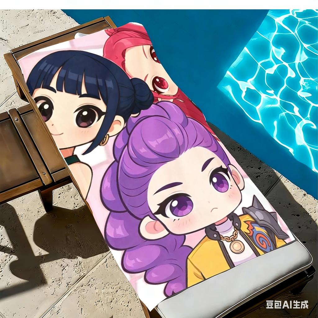 1 Stück K-POP Strandtuch einseitiger 2D-Druck Schnelltrocknendes Weiches Mikrofaserhandtuch für Strand Pool Spa Reise Dekoration Niedliche Kawaii Atmosphäre Geschenk