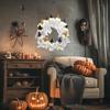 Ghost Wreath 12-LED Ghost Halloween Front Door Decoration Cute Scary Decor Home Party Decoration for Balcony Wall Lawn Patio