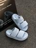Sheepskin Version of One-word Slippers for Women's Summer Wear Velcro Thick-soled New Versatile Bread Cool Slippers