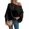 Blusa alla moda da donna con spalle scoperte, Top asimmetrico ampio