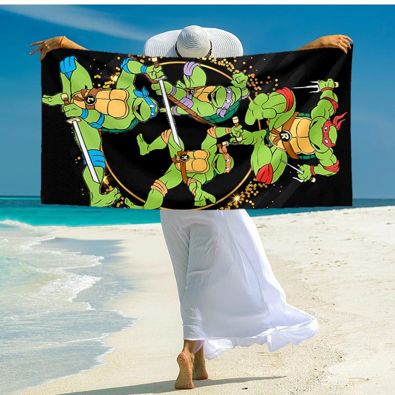 1pc Teenage Mutant Ninja Turtles Beach Towel, Comfortable and Thick, and Swimming/Bath/Picnic/Camping Towel, Suitable for Seaside Beaches