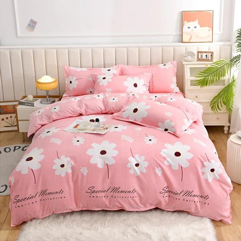 Romantic Peony Floral Duvet Cover Set Reversible Shabby Flower Comforter Cover with 2 Pillowcase Vintage Farmhouse Bedding Set