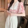 Design-sensual Niche Lapel Floral Chiffon Shirt Women Puff Sleeve French Top