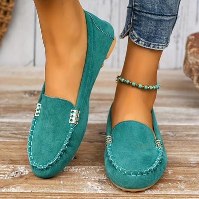 Women's Metal Decor Loafers, Casual Slip On Flat Shoes, Women's Lightweight & Comfortable Shoes