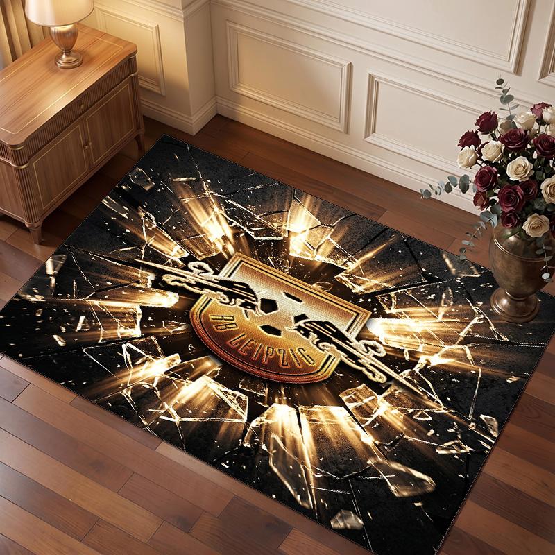 RB Leipzig Football Print Crystal Velvet Rug, Comfortable Water Absorbent Non Slip Indoor Floor Carpet