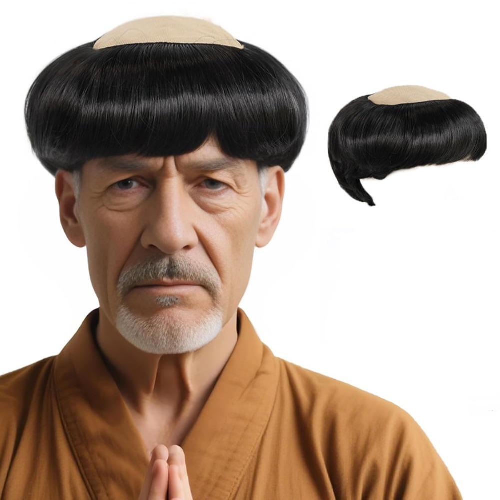 Dress Up Short Straight Bald Head Wigs Anime Halloween Balding Wig Role Play