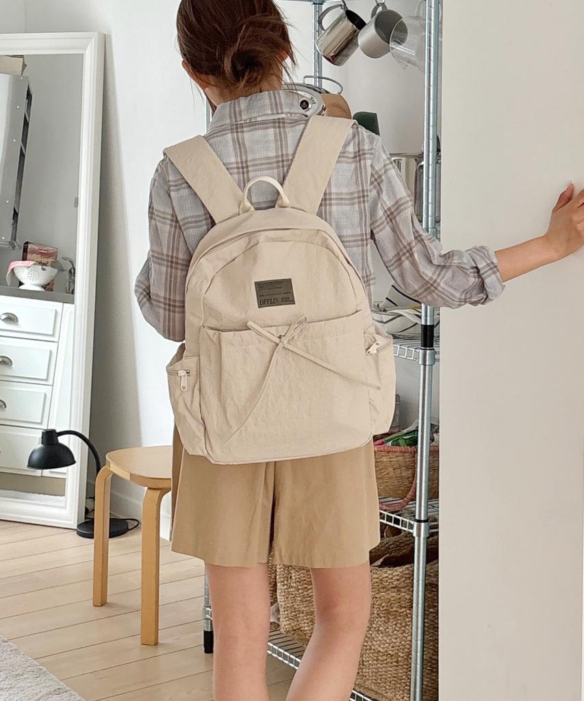 Offlin Ribbon String Backpack Ivory