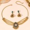 Luxury Rhinestone Necklace Earrings Tassel Choker Necklace Set Fashion Retro Jewelry Set  Girls